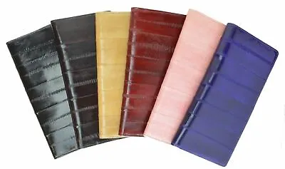 Eel Skin Leather Basic Checkbook Cover Long ID Credit Card Wallet For Men Women • $24.91