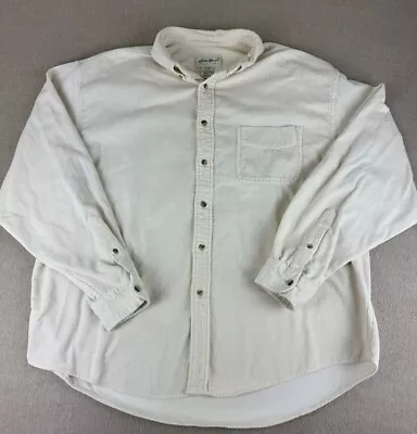 VTG Eddie Bauer Corduroy Button Down Shirt Men's Size XL 100% Cotton Cream • $19.99