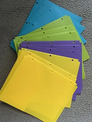 12 Pack Plastic 3 Hole Punch Folders With Two Pockets Heavy Duty 2 Pocket Folder • $16.95