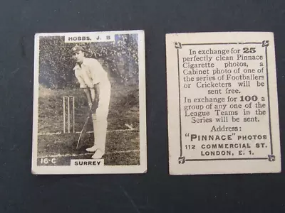 £4.99 • Buy Godfrey Phillips  Pinnace Cricketers ( 1924) .  #16 Jack Hobbs -  Surrey