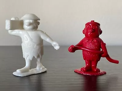2 PLASTI MARX  From  Flintstones Village   Plastic Figures 2  Tall  Red & White • $3