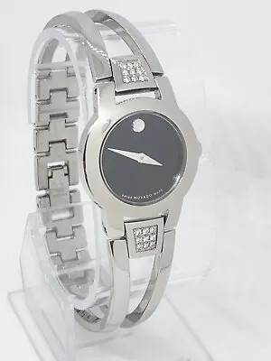  Movado Amorosa Museum Silver Tone Real Diamonds Women's Watch 0604982SD $1195 • $300