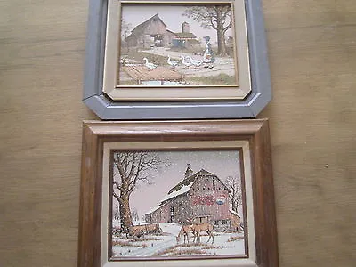 C. Carson Winter Scene TWO Framed 8x10 PEPSI BARN Deer Summer Girl Ducks • $35.99