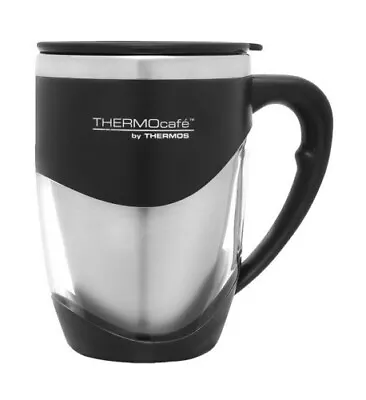 New THERMOS ThermoCafe 375ml Stainless Steel Inner Double Wall Desk Mug Black • $20.99