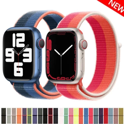 $5.99 • Buy Nylon Sport Loop IWatch Band Strap For Apple Watch Series 8 7 6 5 SE 41/45 44mm