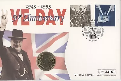 Coin Cover 1995 VE Day Contains TWO POUNDS Dove Coin 33161 • £6.99