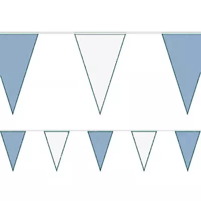 Baby Blue & White 10m Triangle Bunting - Party Decoration Birthday Shower Wall • £2.49