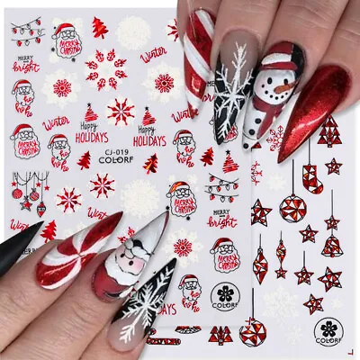 Red Gold 3D Nail Stickers Christmas Snowflake Pattern Nail Art DIY Decoration • $0.99