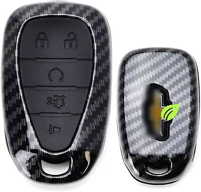 Carbon Fiber Pattern Smart KeyFob Shell W/Black Silicone Keypad Button For Chevy • $15.29