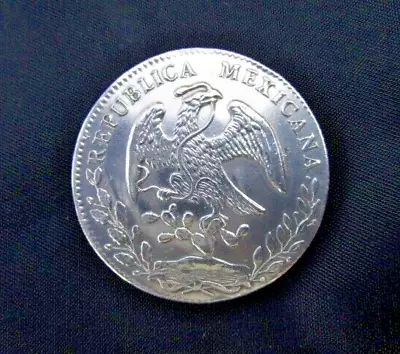 Mexican '8 REALES' Solid Silver Coin 1868 • £85