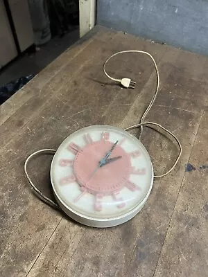 Vintage Old MCM Mid Century General Electric Telechron Pink Wall Clock 2H104 USA • $59.99