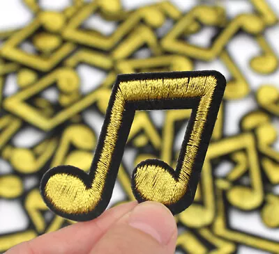£1.79 • Buy Gold Musical Note Iron On Patch- Music Applique Crafts Badge HD143