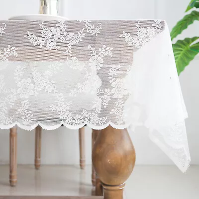 $18.59 • Buy Lace Tablecloth Rectangle Floral Table Cover Cloth Protector Wedding Party Decor