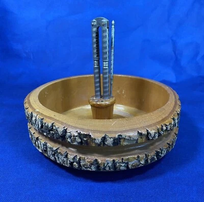 $24.95 • Buy Vintage Wooden Bark Nut Cracker Set 8.5  Bowl W Nutcracker &1 Pick Rustic (K5)