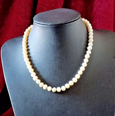 Vintage 14K Gold Genuine Pearl Necklace Saltwater Pearls 18  CP Clay Pot • $155.42