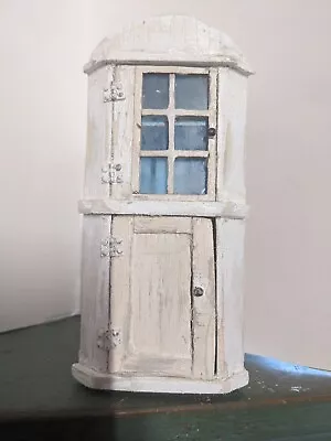 #278  Hand Made Miniature Distressed   Corner  Cabinet • $15