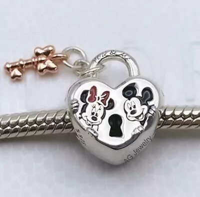 Authentic PANDORA Disney Minnie & Mickey Mouse Padlock Charm 780109C01 ~ NIB • $34.99