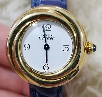 Cartier Must De Cartier 2735 Vermeil GP Sterling Quartz Ladies Watch • $1299