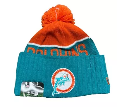 Men's Rare Miami Dolphins NFL Retro Historic Beanie On Field 2015 Sport Knit Hat • $47.45