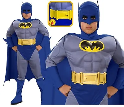 Boys Kids Child Batman Deluxe Muscle Chest Superhero Fancy Dress Costume 3-10 • £18.25