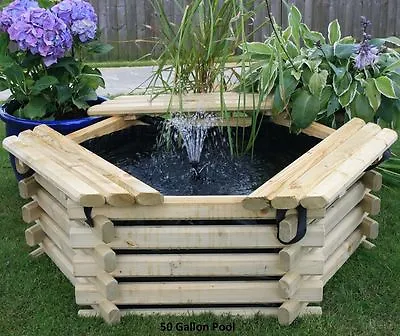 50 Gallon Raised Pond Includes Liner Water Feature Fish Pool Above Ground Norlog • £228