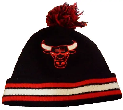 Mitchell & Ness Chicago Bulls NBA Black Red Beanie Winter Hat Cap 1 Size Fits • $11.99