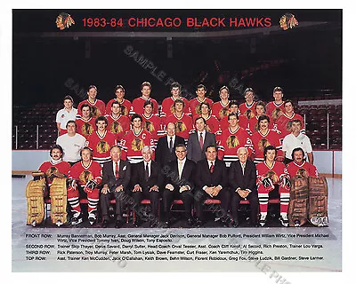 1983-84 CHICAGO BLACKHAWKS 8x10 TEAM PHOTO SAVARD LARMER SECORD MURRAY BANNERMAN • $4.87