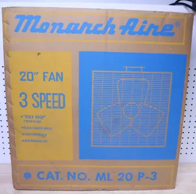 Vintage Orange Monarch Aire 3 Speed 20  Box Fan Model ML20P-3 Metal Frame MCM US • $99.99