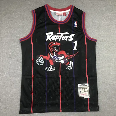 Retro 98 99 Tracy McGrady #1 Toronto Raptors Basketball Jerseys Stitched Black-- • £19.99