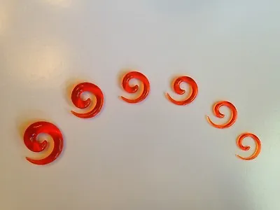 1 Pair 8g - 00g Orange Acrylic Spiral Tapers  Choose Your Size  • $1.99