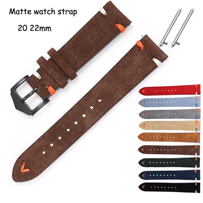 Vintage Stitching Leather Watch Bands 20mm 22mm Matte Wrist Strap Bracelet Belt • $20.04
