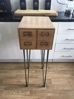 Large Vintage 4 Drawer Oak Index Card Filing Cabinet • £169