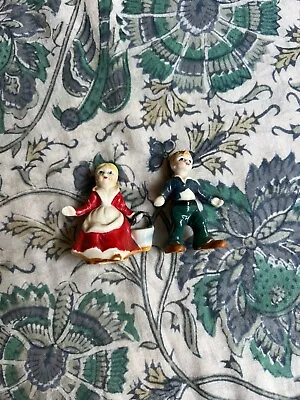 Vintage Jack And Jill Bone Chine Figurine Nursery Rhyme Miniature Set • $13
