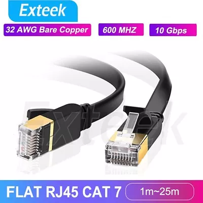 1m~25m CAT7 RJ45 10Gbps Ethernet Network Lan Cable Flat Shielded Patch Lead • $7.55