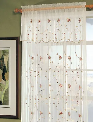 $19.98 • Buy Creative Linens Embroidered Lace Roses Floral Window Curtain Beige 1 Piece