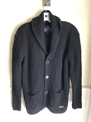 Jimmy Sanders Marine Concep RYC Shawl Collar Cardigan Sweater Cable Knit Man L • $59