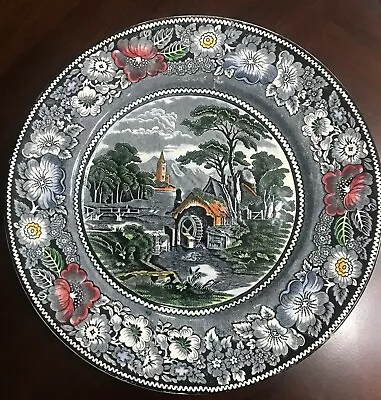 W.R. MIDDWINTER RURAL ENGLAND DINNER PLATE 11 INCH Black & Multicolor • $25.99