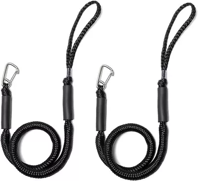 Bungee Cord Dock Line With Stainless Steel Clip Boat Rope Mooring StringBlack 2 • $12.50