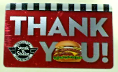 NEW Unused STEAK N SHAKE Thank You Steak Cheese Burger GIFT CARD No Cash Value • $1.97
