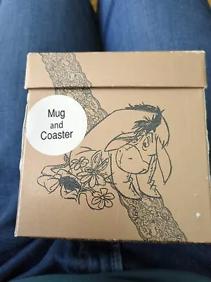 Authentic Disney Store Eeyore Cup And Coaster GC 300ml Mug GIFT Collectable • £10