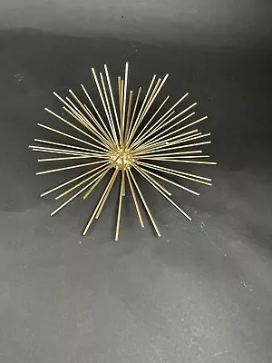 Atomic Metal Starburst Wall Hanging Art/Table Decor MCM Sea Urchin Gold Vintage • $19.95