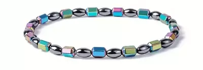 Iridescent Hematite Beaded Magnetic Therapy Ankle Bracelet For Women Or Men • $8.99