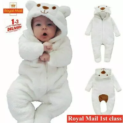 £8.55 • Buy Newborn Baby Boy Girl Kids Bear Hooded Romper Jumpsuit Bodysuit Clothes Outfits