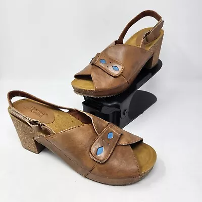 New Sergio Tomani Womens Leather Heel Pluma Camel Brown Sandals EU 41 US 9.5-10 • $89.99
