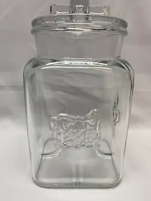 Vintage Hudson Bay Co. Clear Glass Canister Beaver Coat Of Arms Apothecary Jar • $25