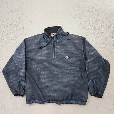 Vintage Gotcha Jacket Mens Small Blue Checked Quarter Zip Pullover Windbreaker • $16