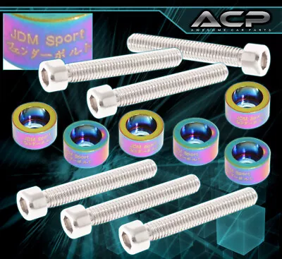 For Acura Honda B/D/F/H Aluminum 6mm Solenoid Bolt & Cup Washer Kit Neo Chrome • $12.99