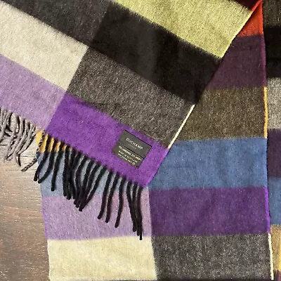 Duchamp London Luxury Lambswool Angora Harlequin Stripe Scarf Wrap Scotland • $40