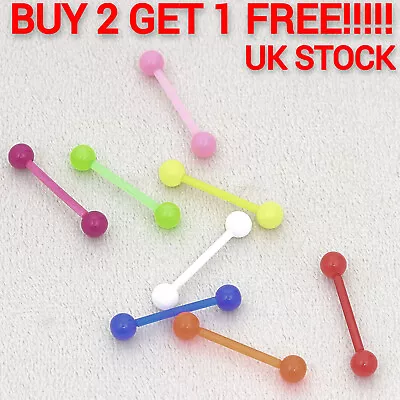 £1.89 • Buy Neon BioFlex Tongue Bar Retainer Ear New Eyebrow Nipple Tragus Barbell Piercing