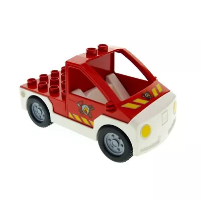 $6.39 • Buy 1x Lego Duplo Car Fire Brigade Pickup Red White Logo Wagon Set 6168 47438c04pb01